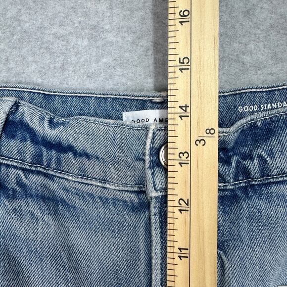 Good American Good Standard Barrel Jeans 14 Indigo High-Rise Wide Tapered Cuffed - Picture 11 of 13